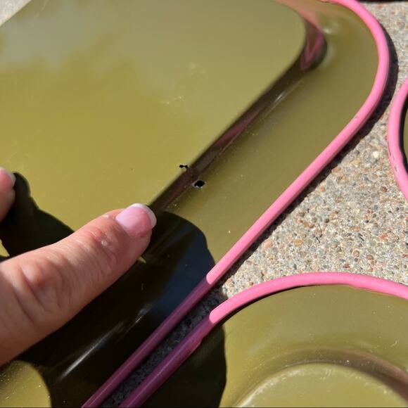 Vintage 60s MCM pink cream maple leaf serving tray lap tray tv tray set of 9 - Picture 5 of 7